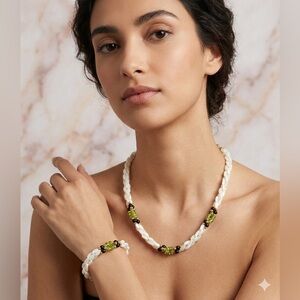 Freshwater Pearl Triple Strand Necklace & Bracelet Vintage